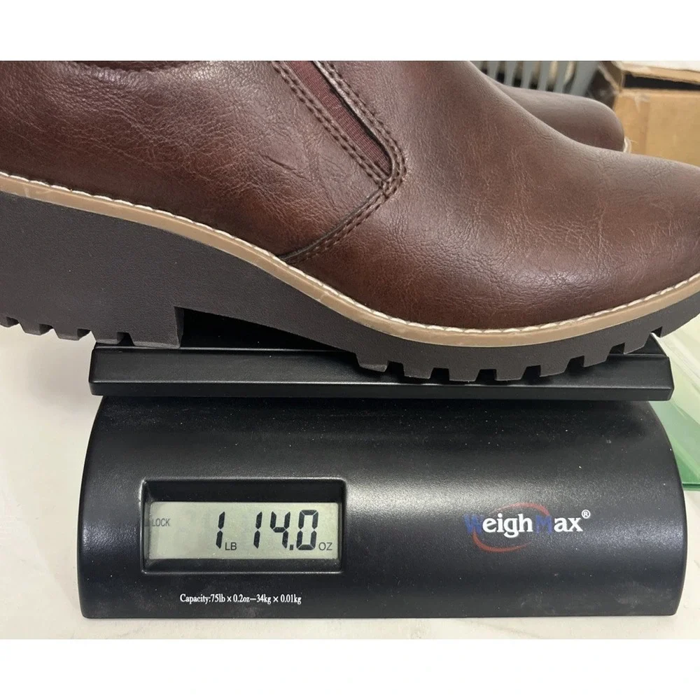 EUROSOFT by SOFFT Emari Booties Slip On Block Heel Boots NEW Brown Size 10M